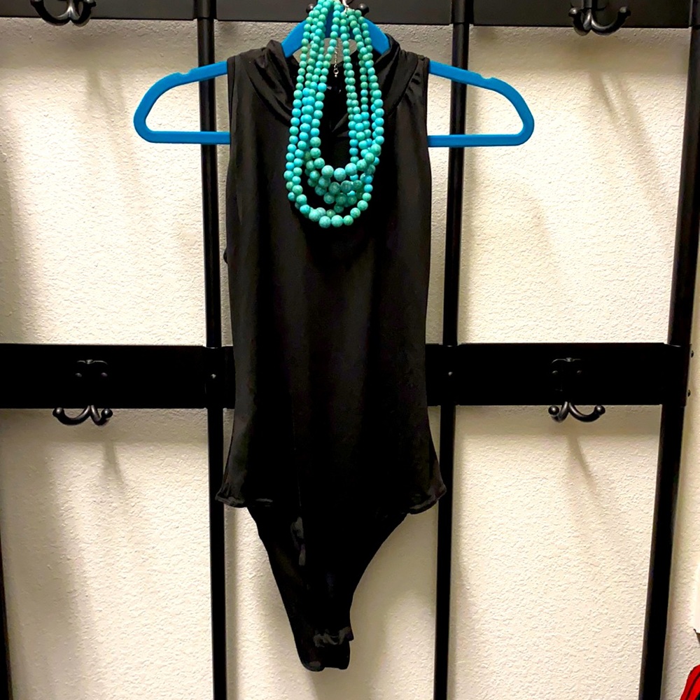 Bodysuit black sexy cut out back